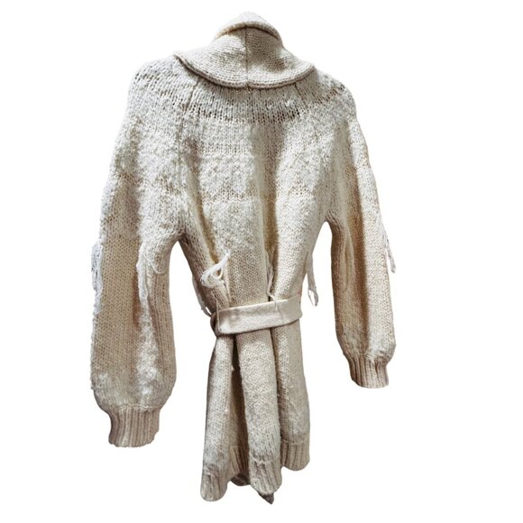 Saylor Estella Shawl Collar Cardigan Tie Belt Cream XS MSRP $253 - Picture 3 of 7